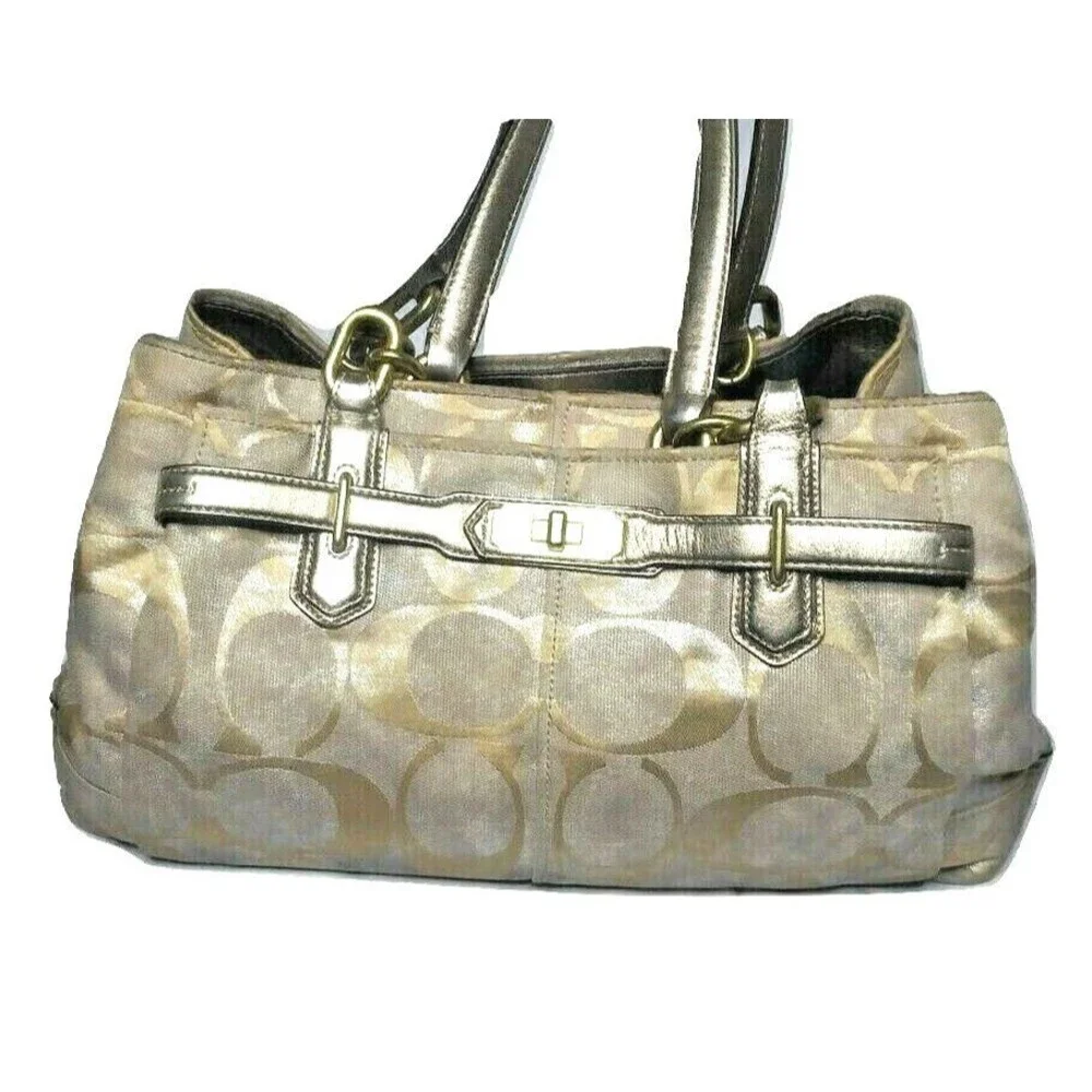 Vintage Coach Chelsea Patina Signature Jayden 18687 Gold Khaki Handbag